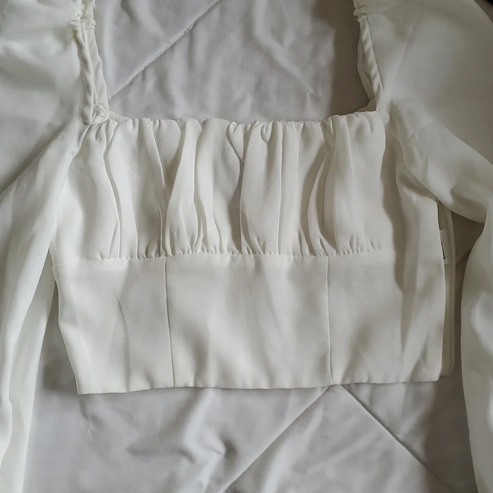 Princess Polly Ariah White Puff Sleeve Blouse sz 2 - Picture 5 of 5